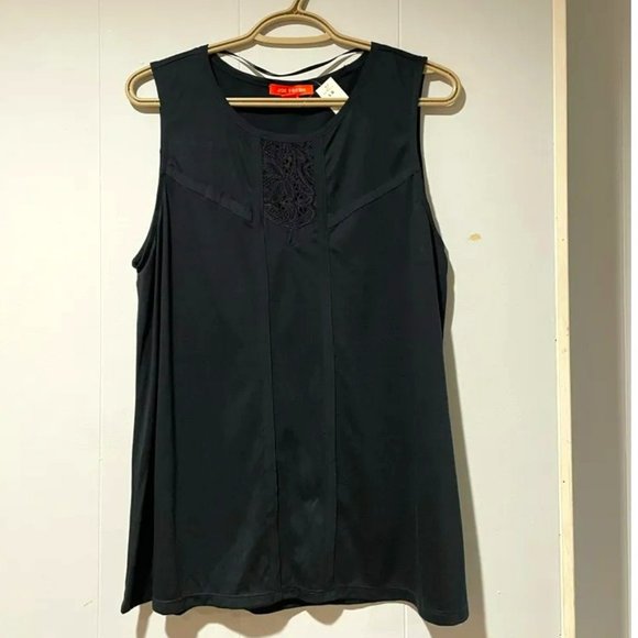 Navy & Lace Sleeveless Top - Picture 1 of 4